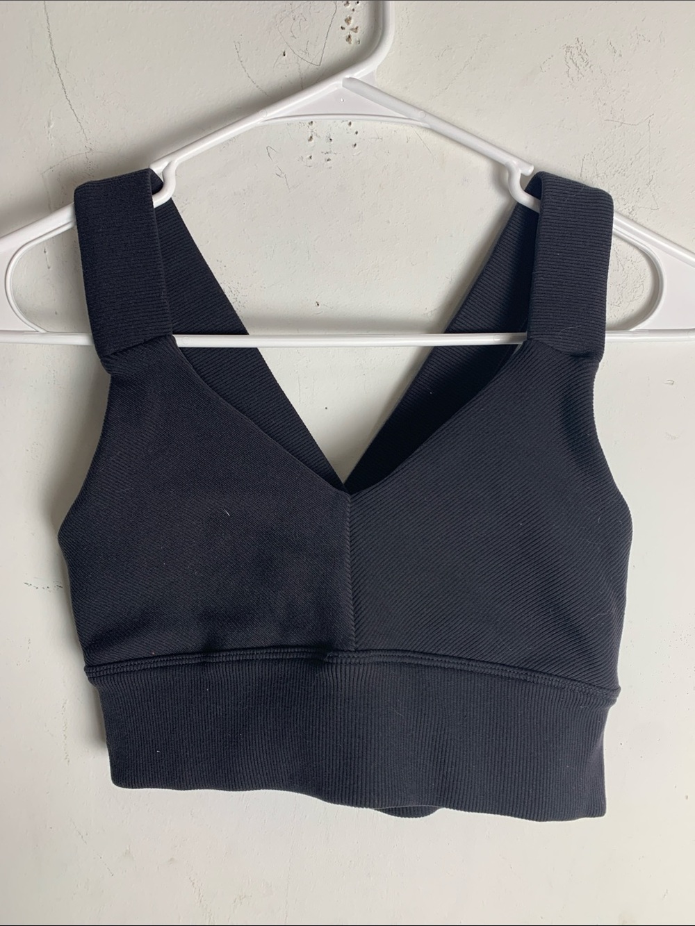 ALO Yoga Black Ribbed Crop Top with White Logo